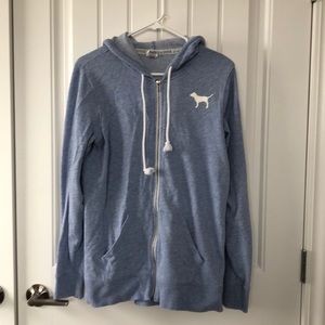 VS Pink blue zip up sweater size M
